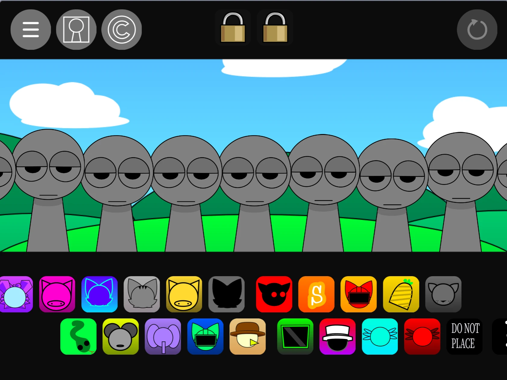 Sprunki Pyramixed 0.9 Piglet Playz gameplay interface