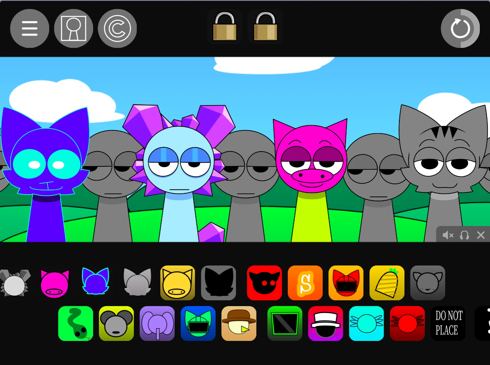 Sprunki Pyramixed 0.9 Piglet Playz character selection