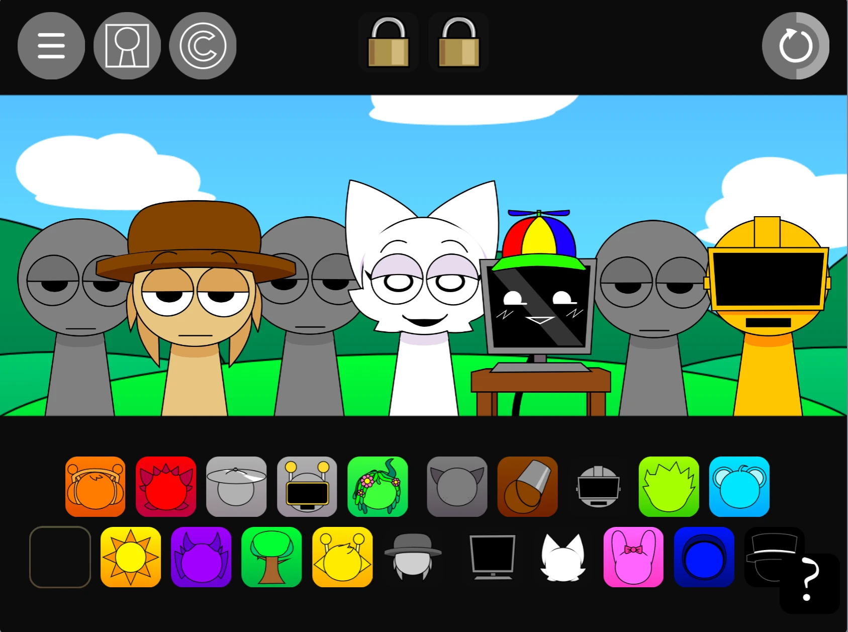 Sprunki Pyramixed 0.9 Scratch pyramid-themed interface with Egyptian characters