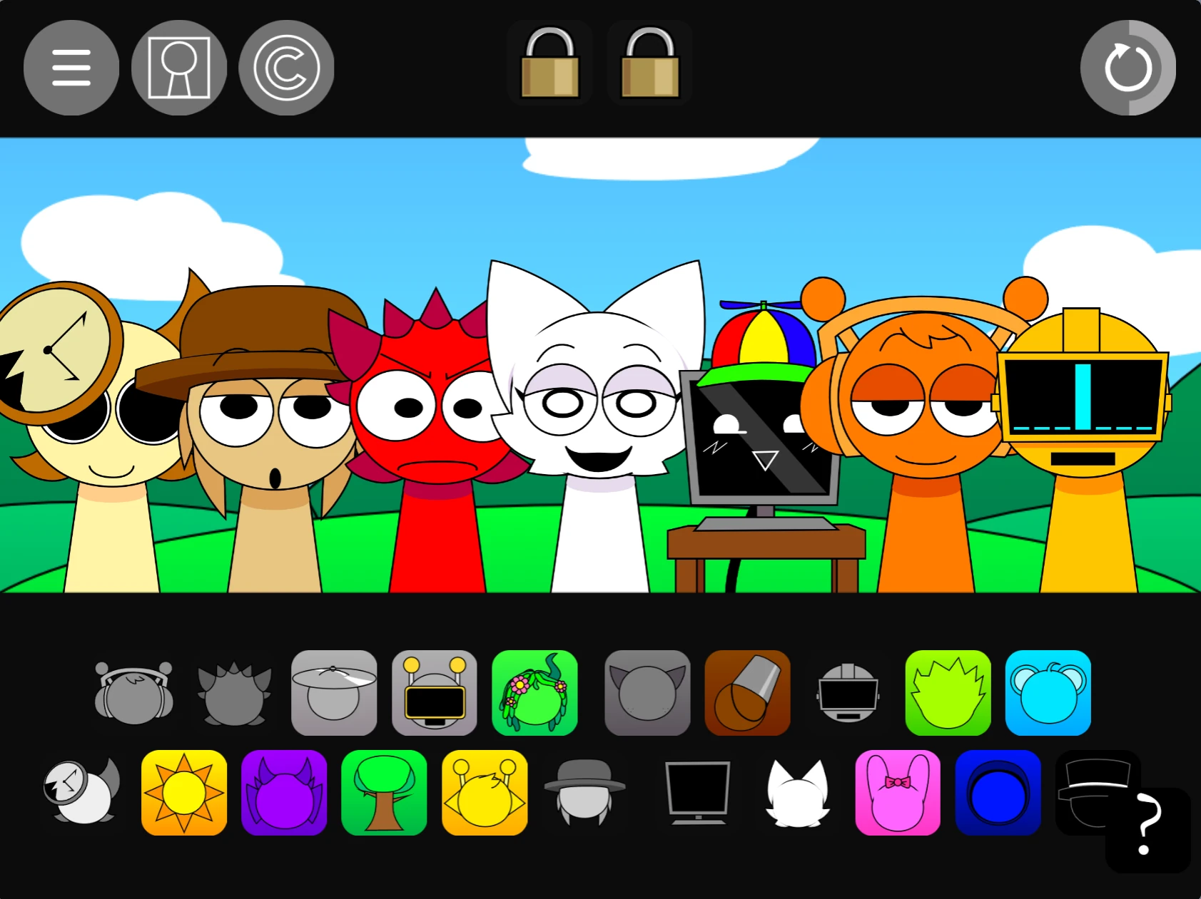 Gameplay mechanics of Sprunki Pyramixed 0.9 Scratch showing sound assignment