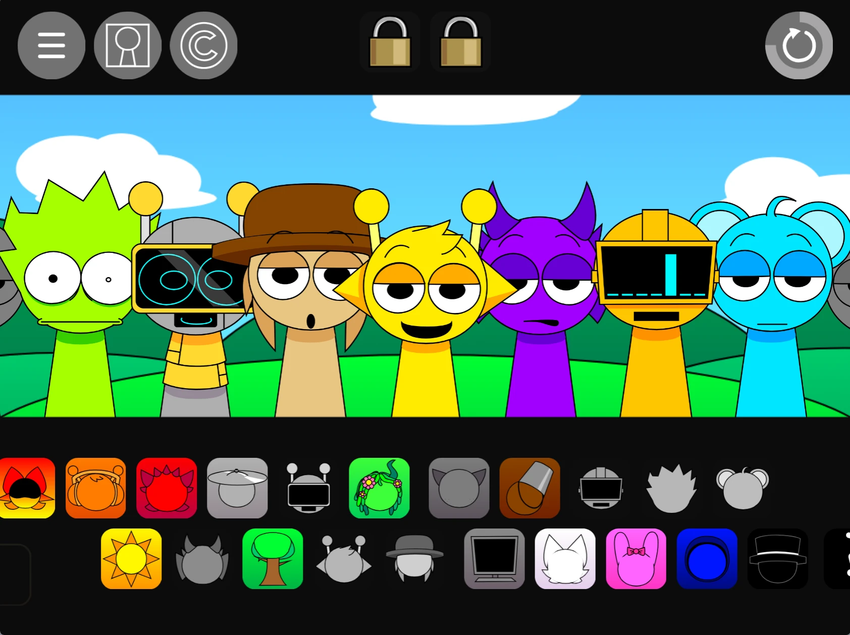Sprunki Pyramixed 0.9 Swapped music creation interface