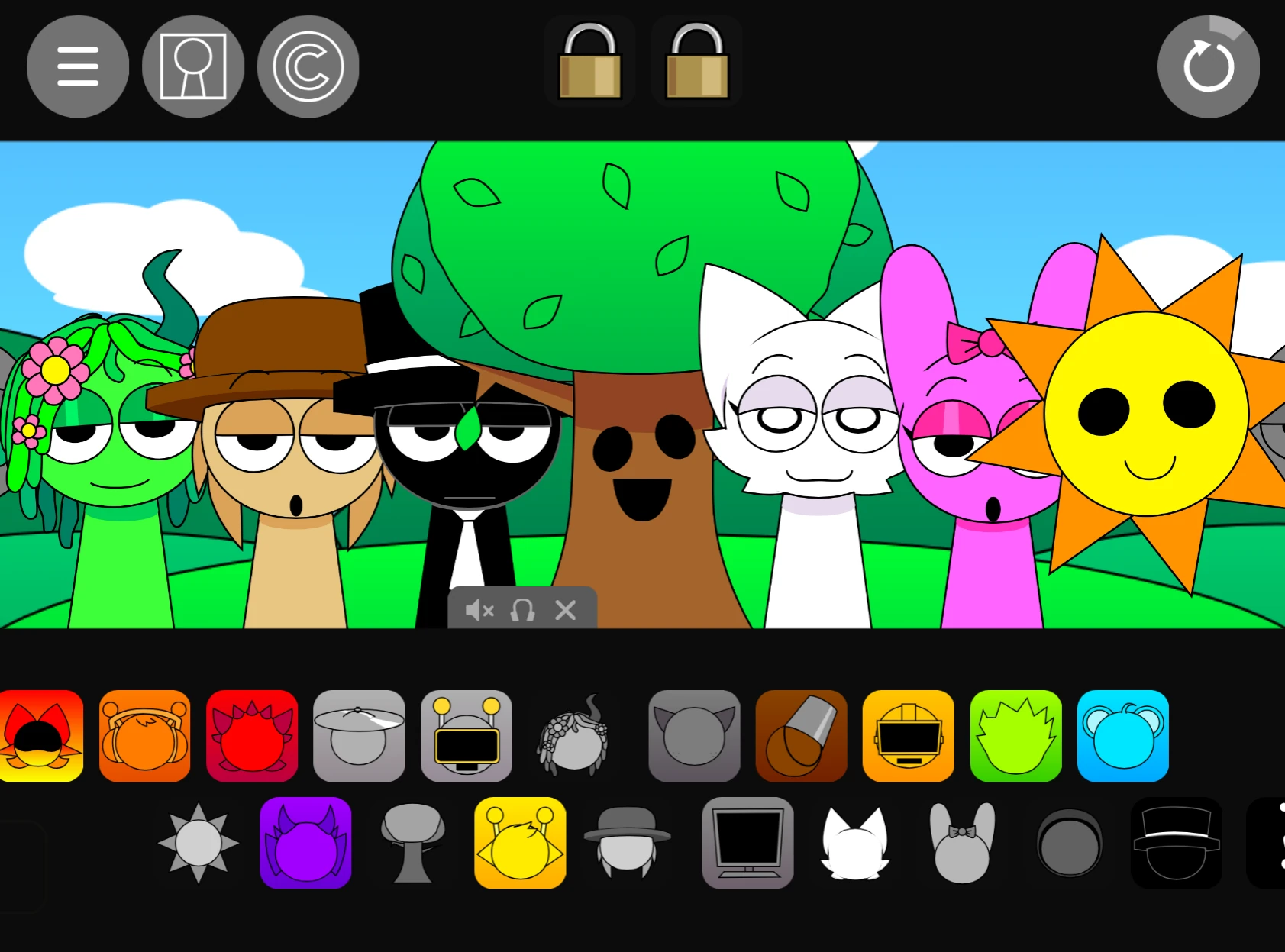 sprunki game colorful interface with multiple tracks