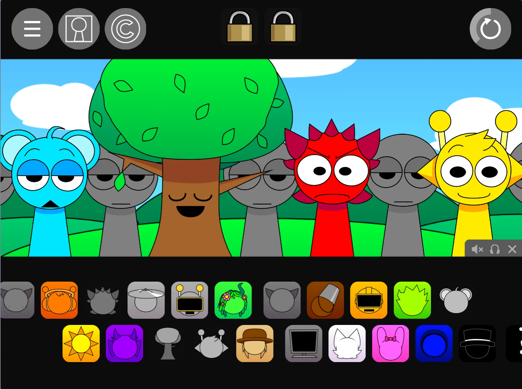 Music creation with gray themed characters in Sprunki