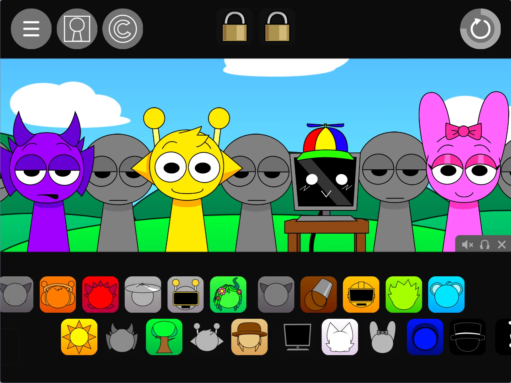 Music composition with gray characters in Sprunki game