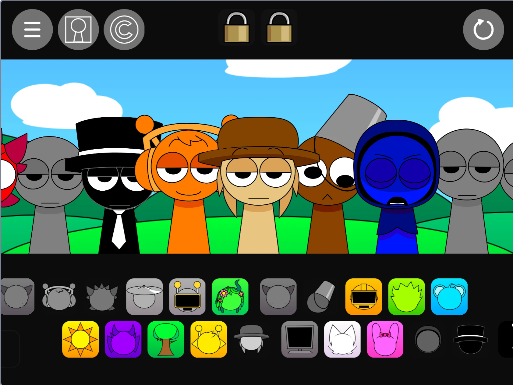 Sound combination options in gray themed Sprunki game
