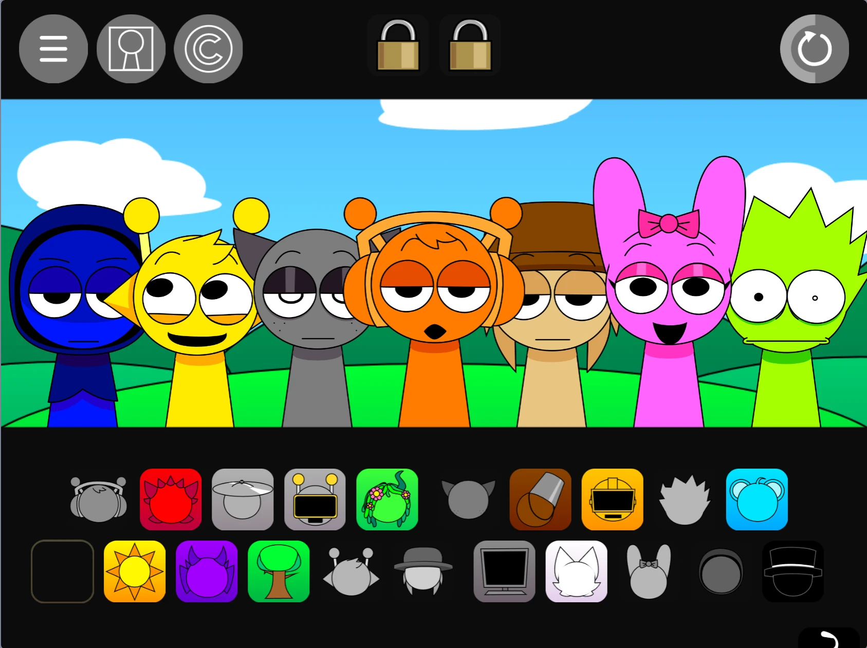 Sprunki Pyramixed 0.9 Update sound selection menu