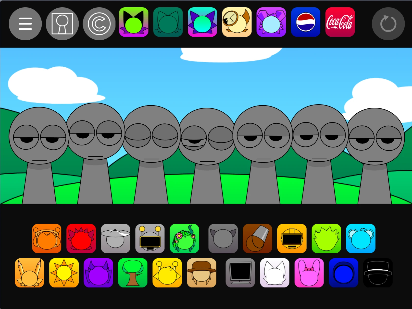 Sprunki Pyramixed Updete V2 new character selection