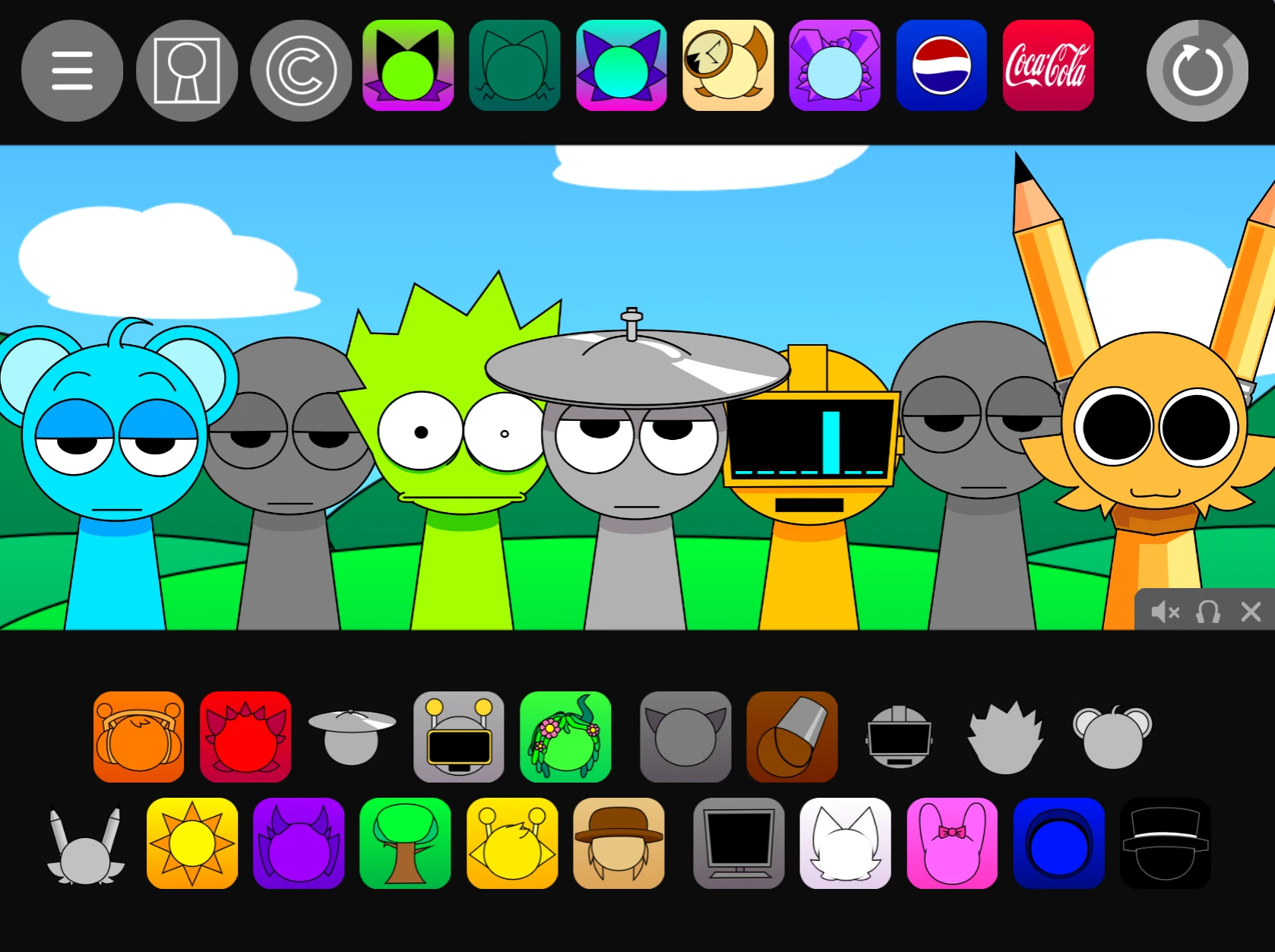 colorful character animations in sprunki game