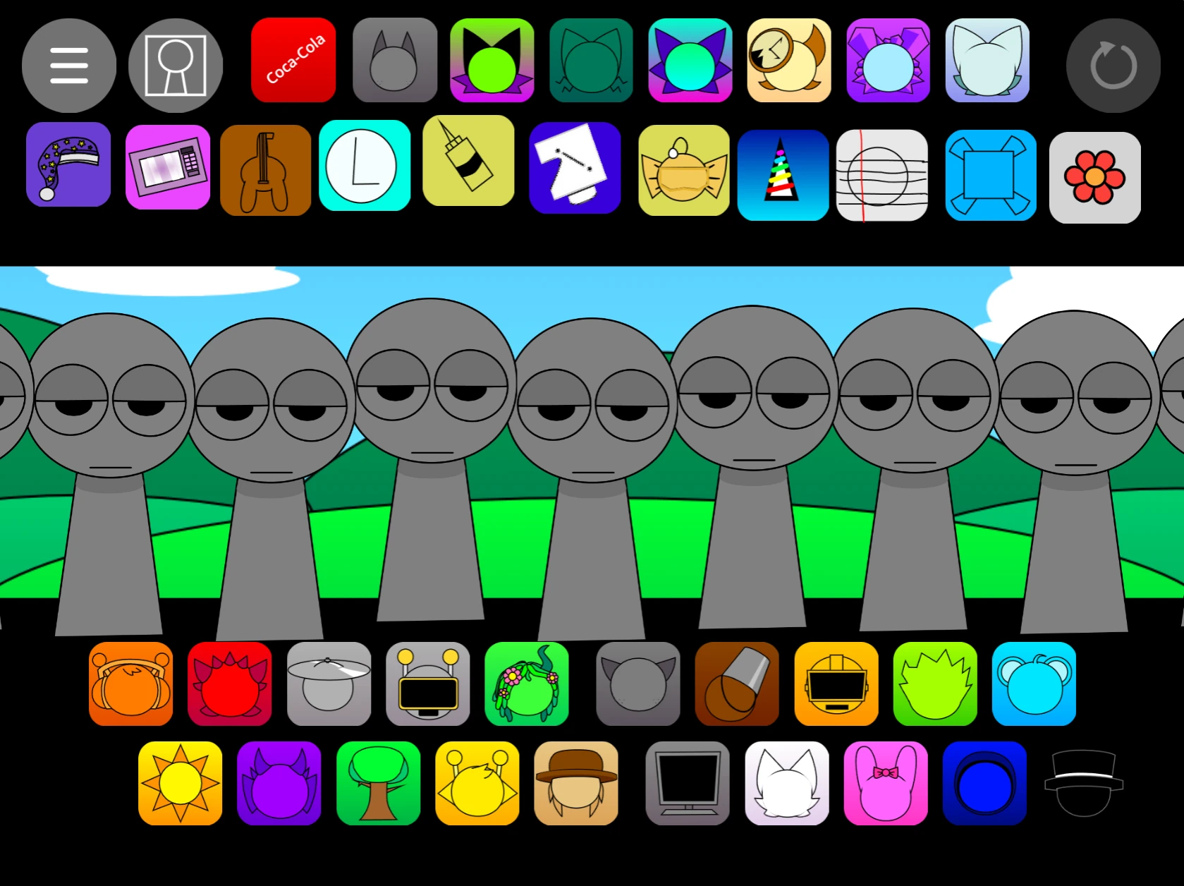 Sprunki Pyramixed 0.9 V2 character creation screen