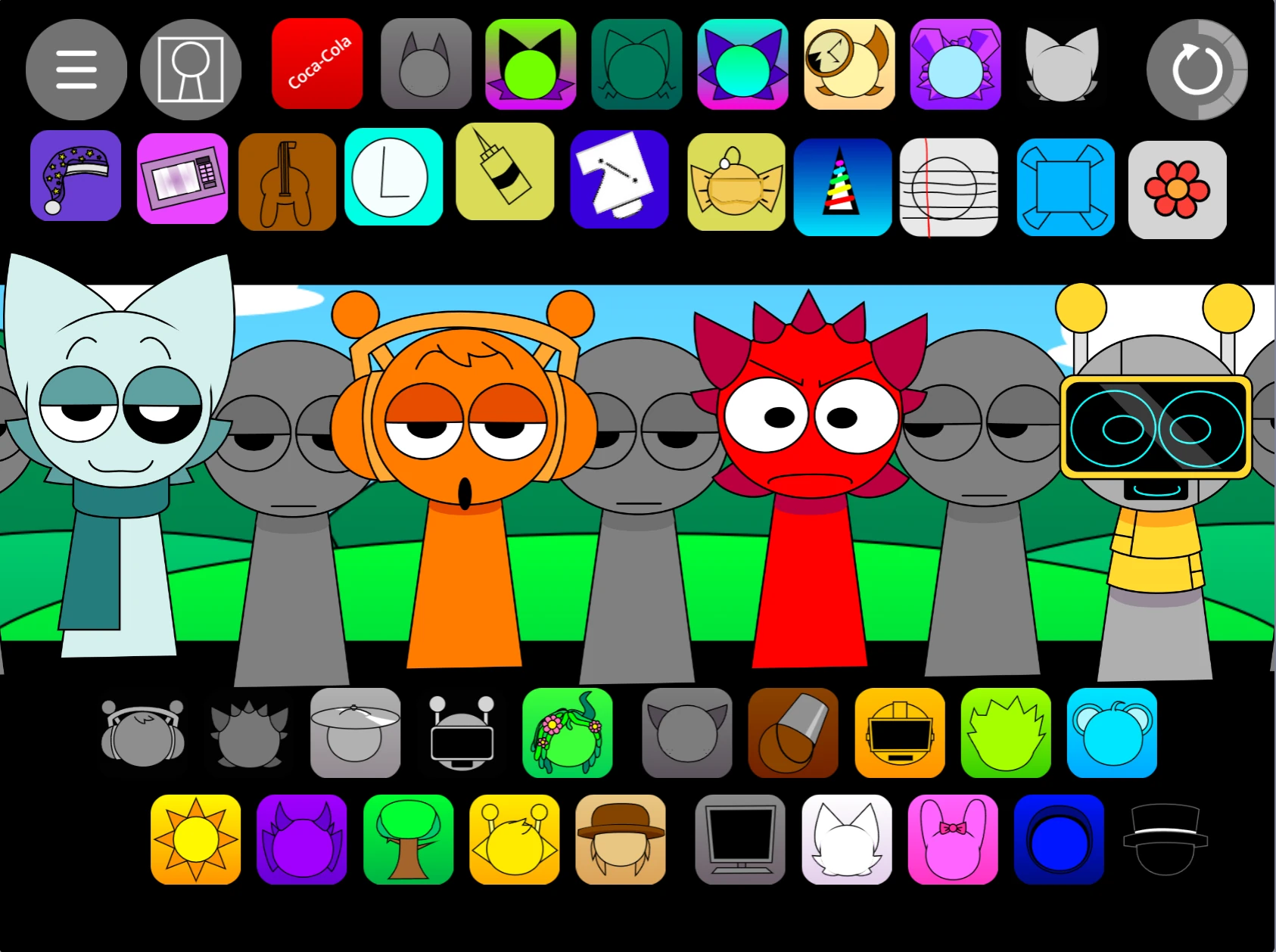 Sprunki Pyramixed 0.9 V2 music mixing interface