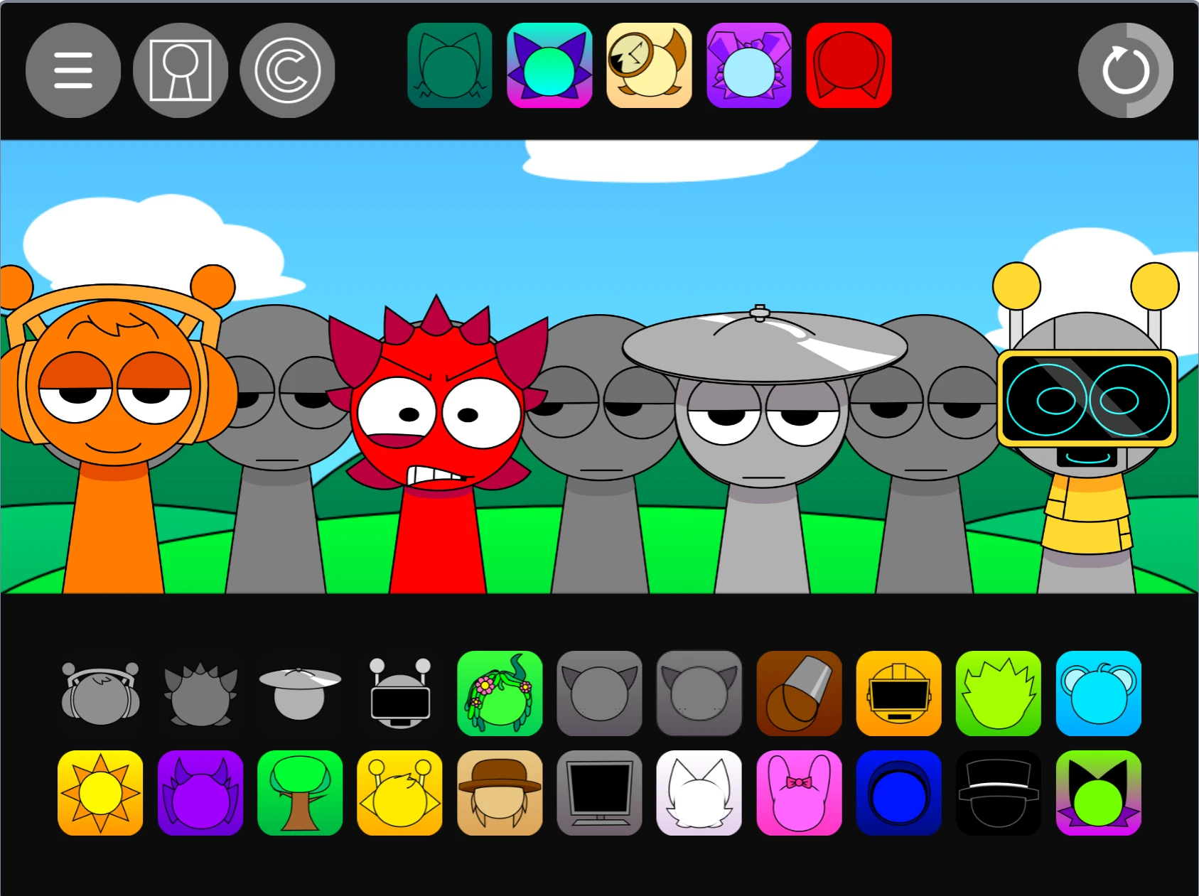 Sprunki Pyramixed 0.95 But Edited music creation screen
