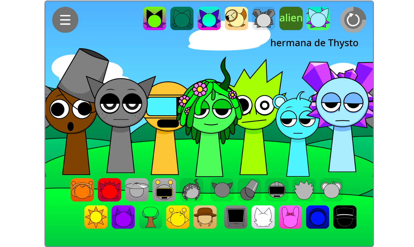 Sprunki Pyramixed Classic character and sound selection