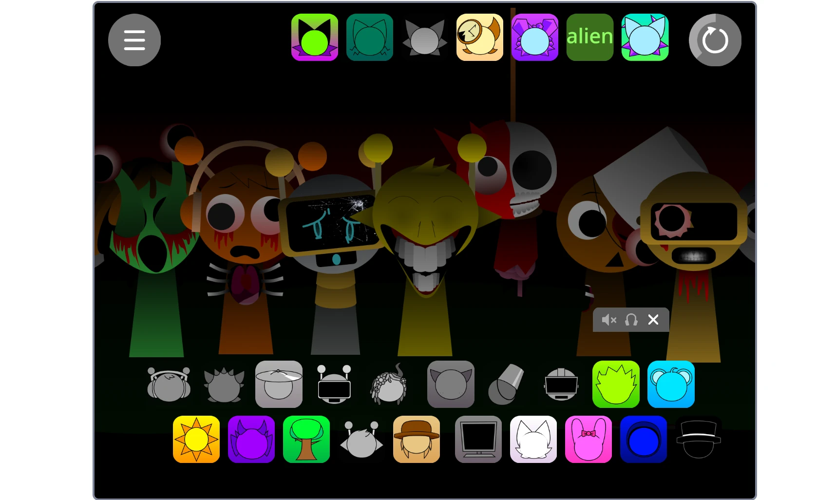 Sprunki Pyramixed Classic completed music composition screen