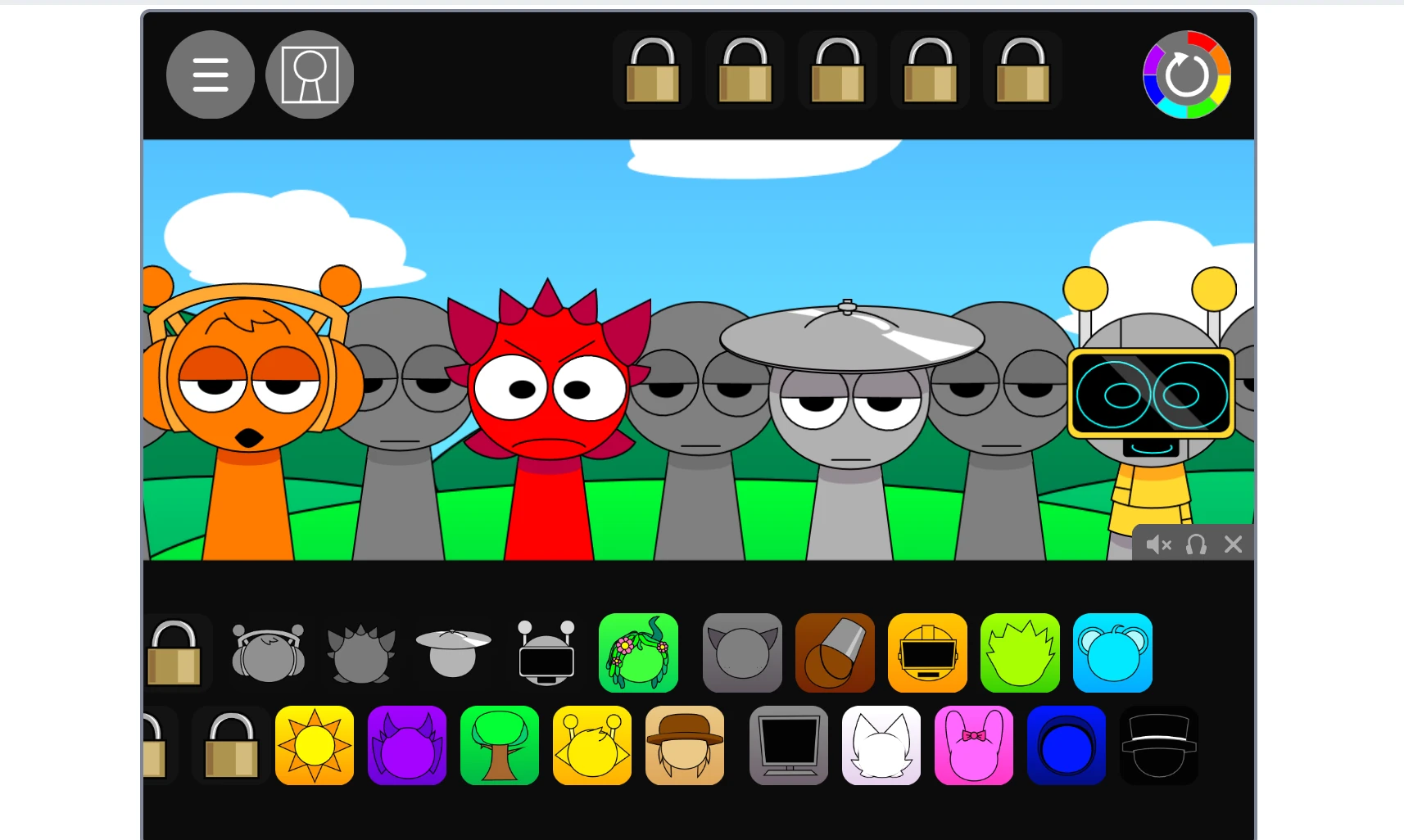 Sprunki Pyramixed Deluxe sound mixing interface