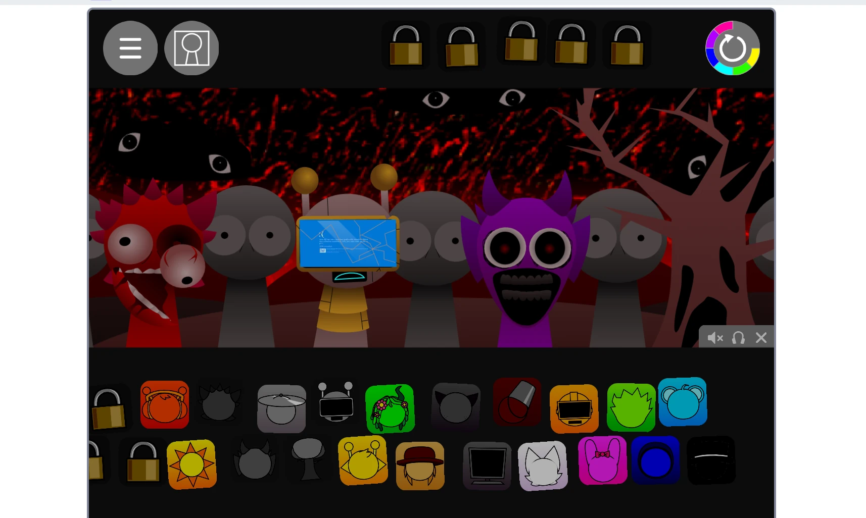 Complete music studio interface in Sprunki Pyramixed Deluxe
