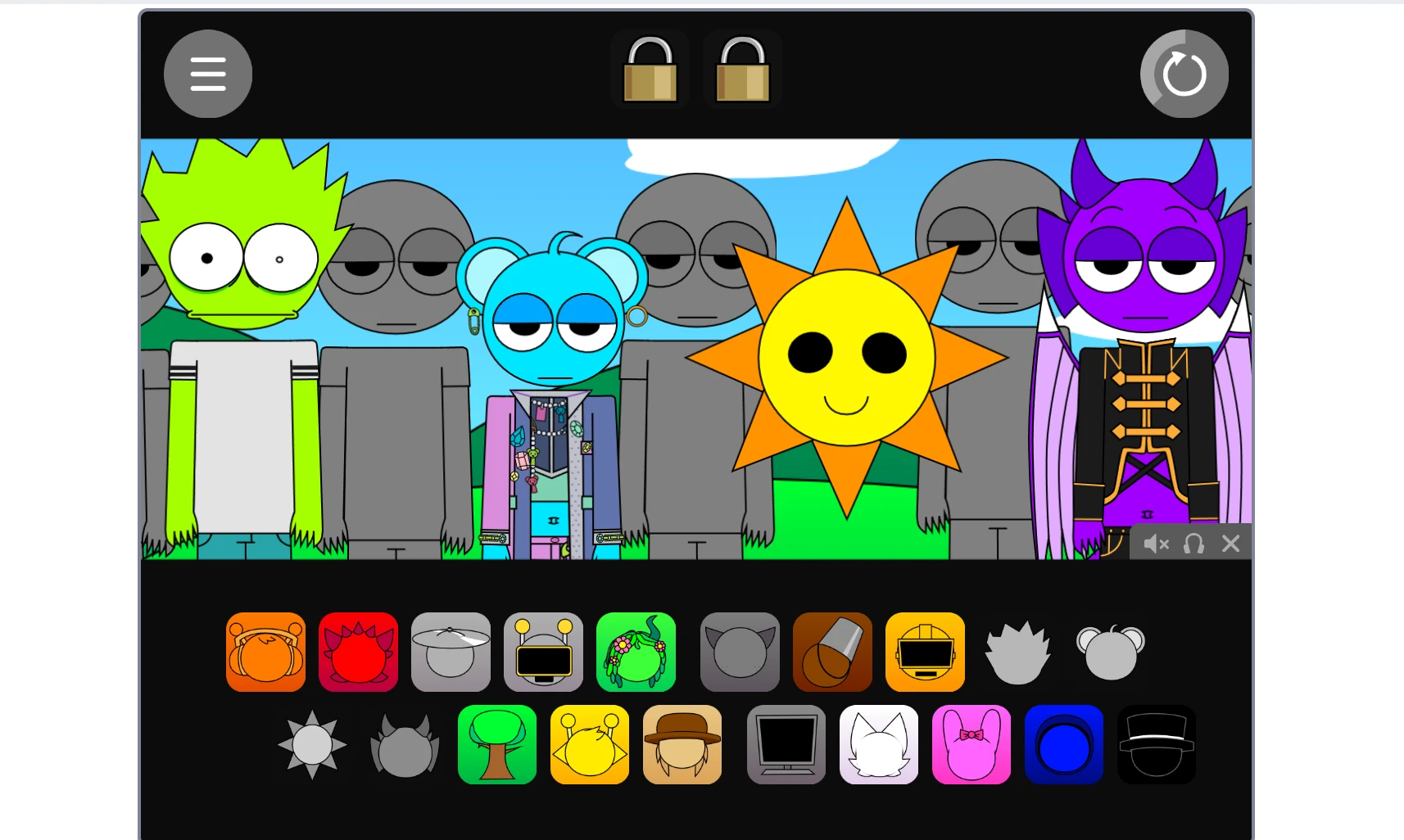 Sprunki Pyramixed Human Edition multiple human characters creating music together