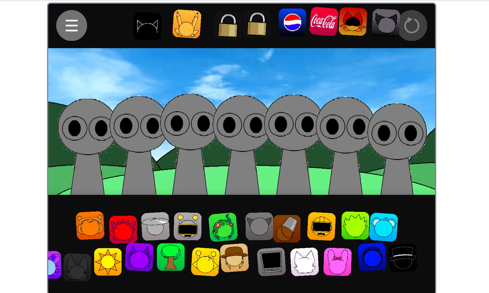 Sprunki Pyramixed Regretful v2 gameplay screenshot 1