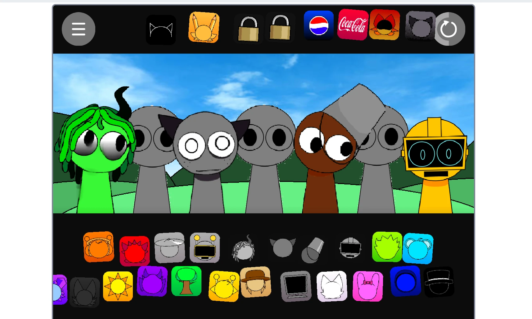 Sprunki Pyramixed Regretful v2 characters and sounds