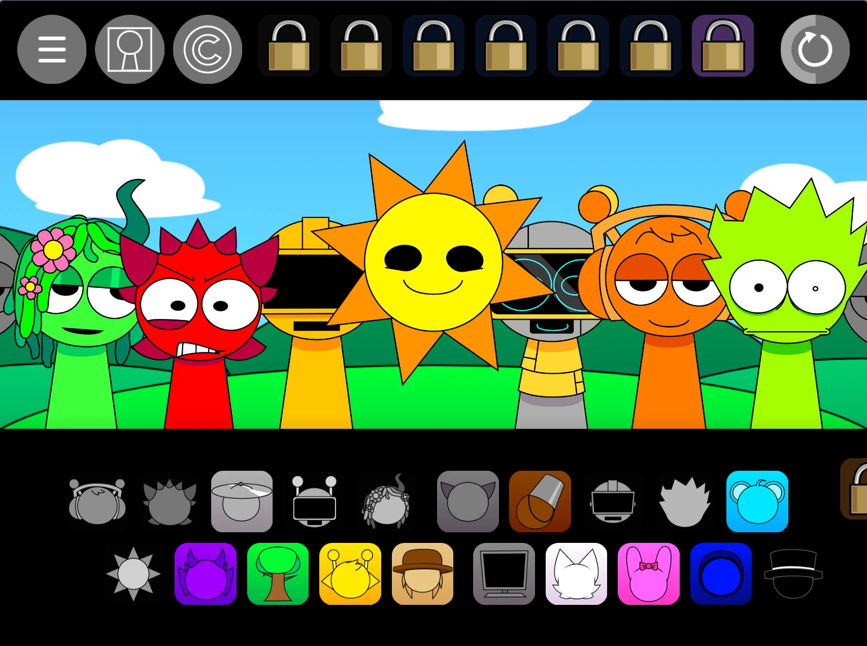 Different sound combinations in Sprunki Pyramixed OCs