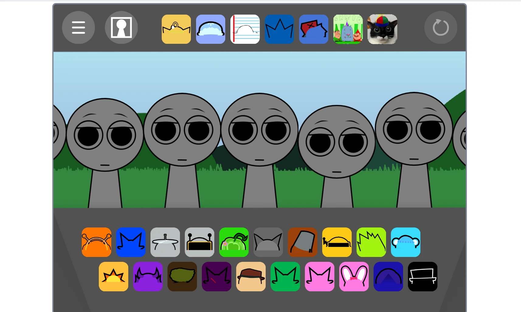 Sprunki Retake music creation interface with colorful characters