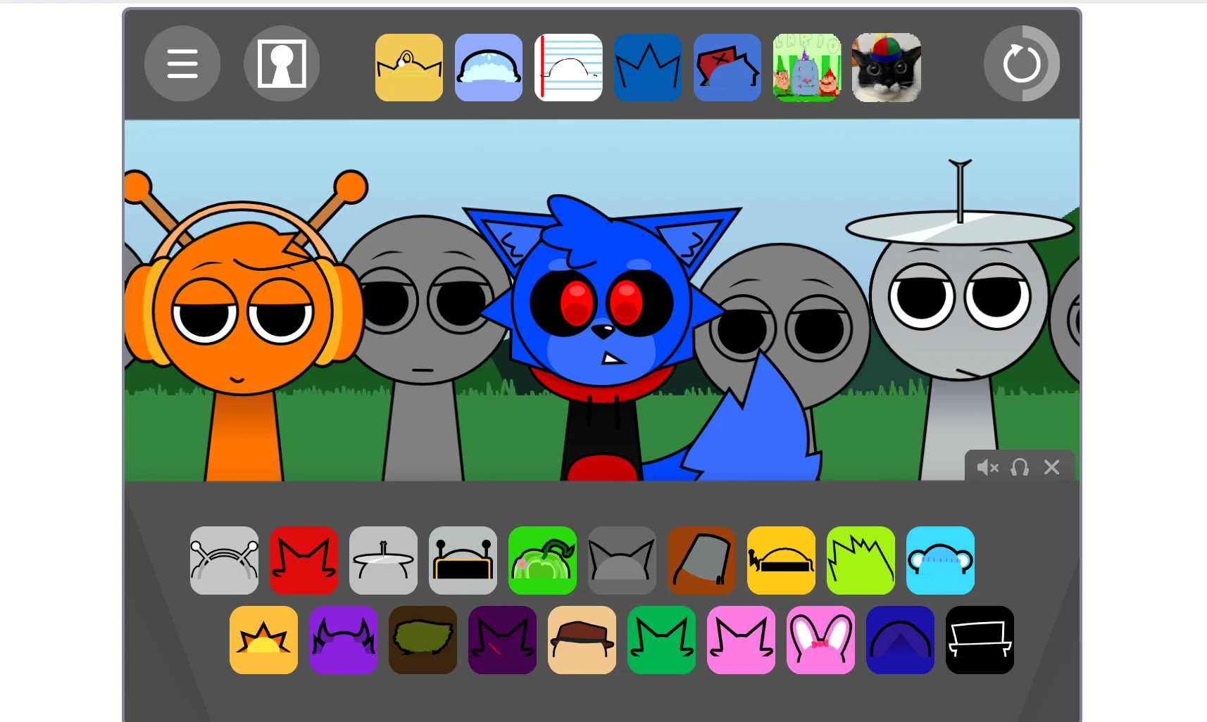 Dragging sound icons onto Sprunki characters in the game