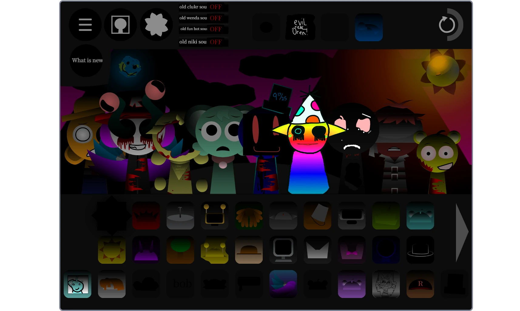 Sprunki Reversed But Mutiswap character selection with reversed sounds
