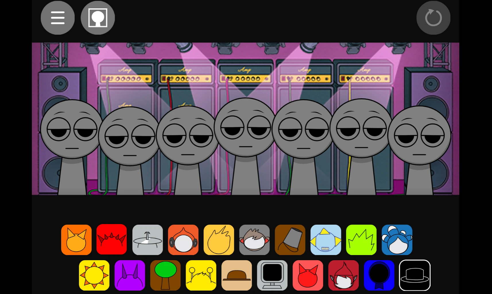 Sprunki Scratch gameplay showing character selection