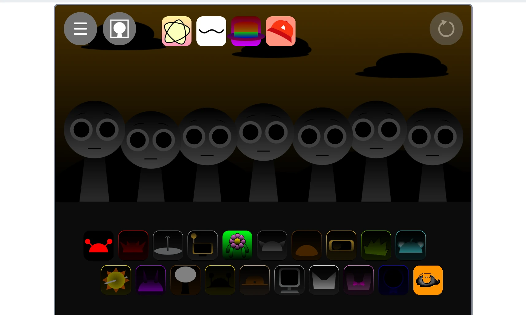 Sprunki Shifted Old classic interface with character lineup