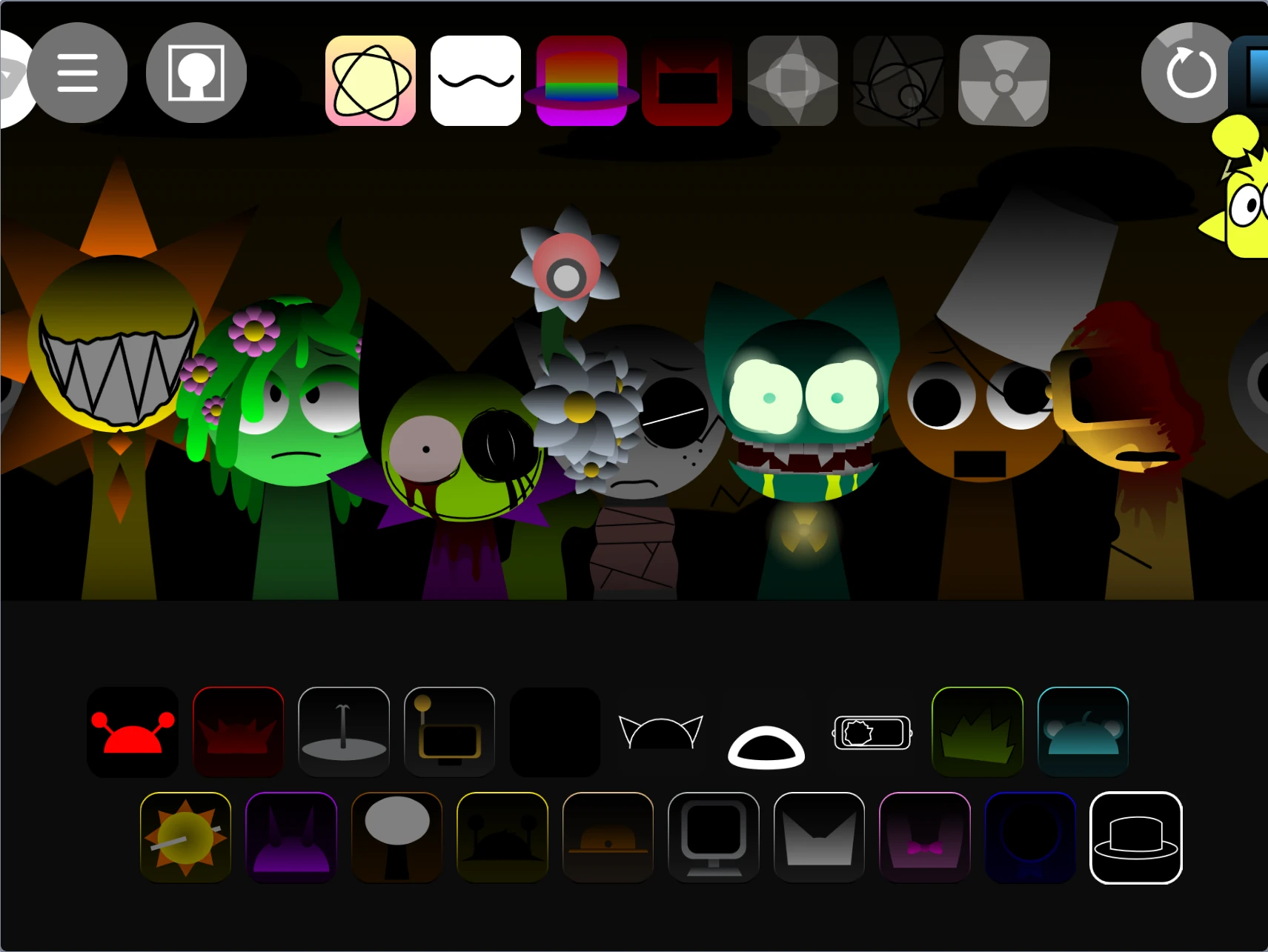 Sprunki Shifted Remake sound selection menu