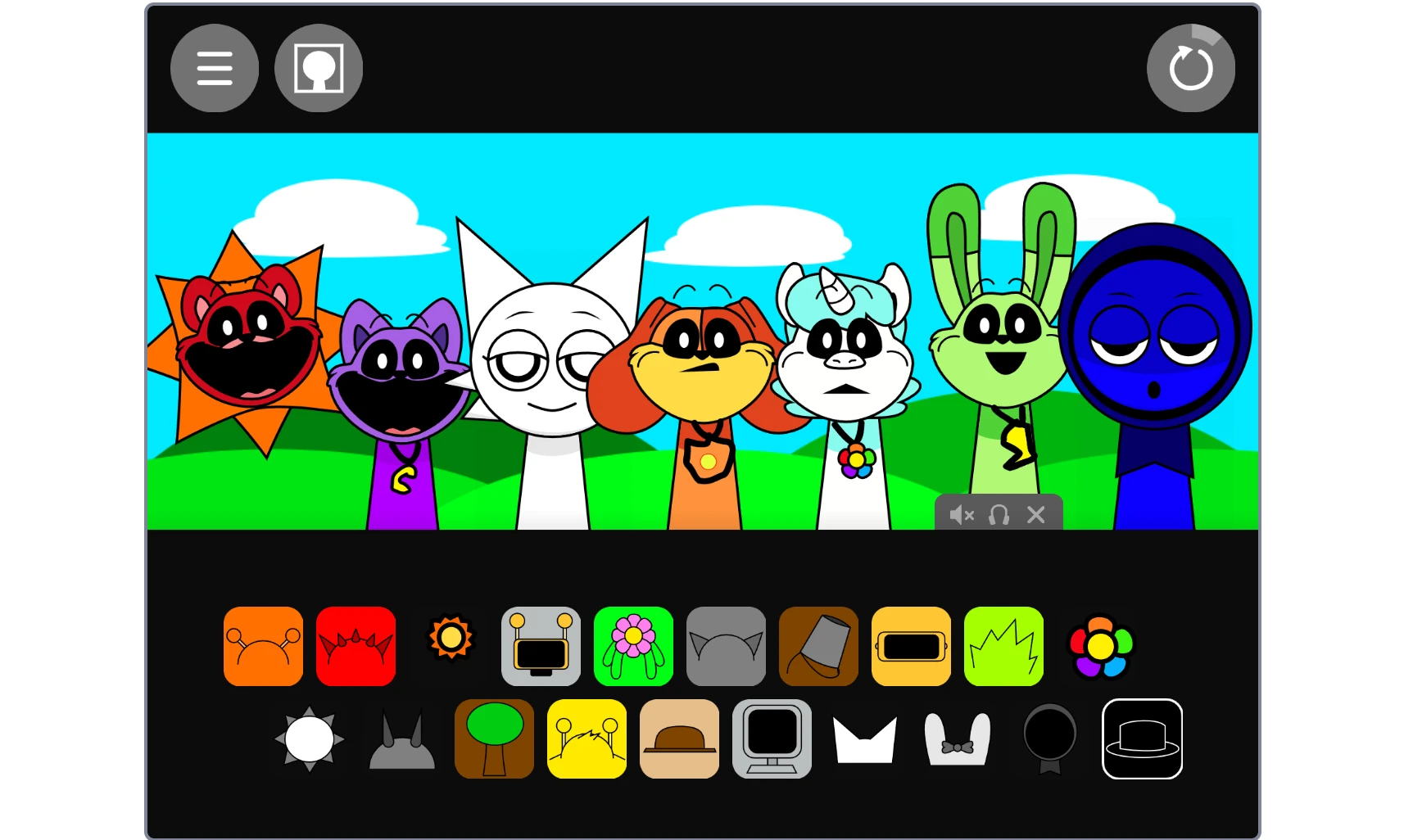 Sprunki Smiling Critters rhythm game with multiple animals