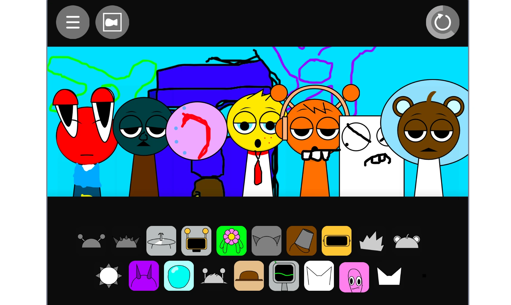 Character interaction in Sprunki Spongebob Mod