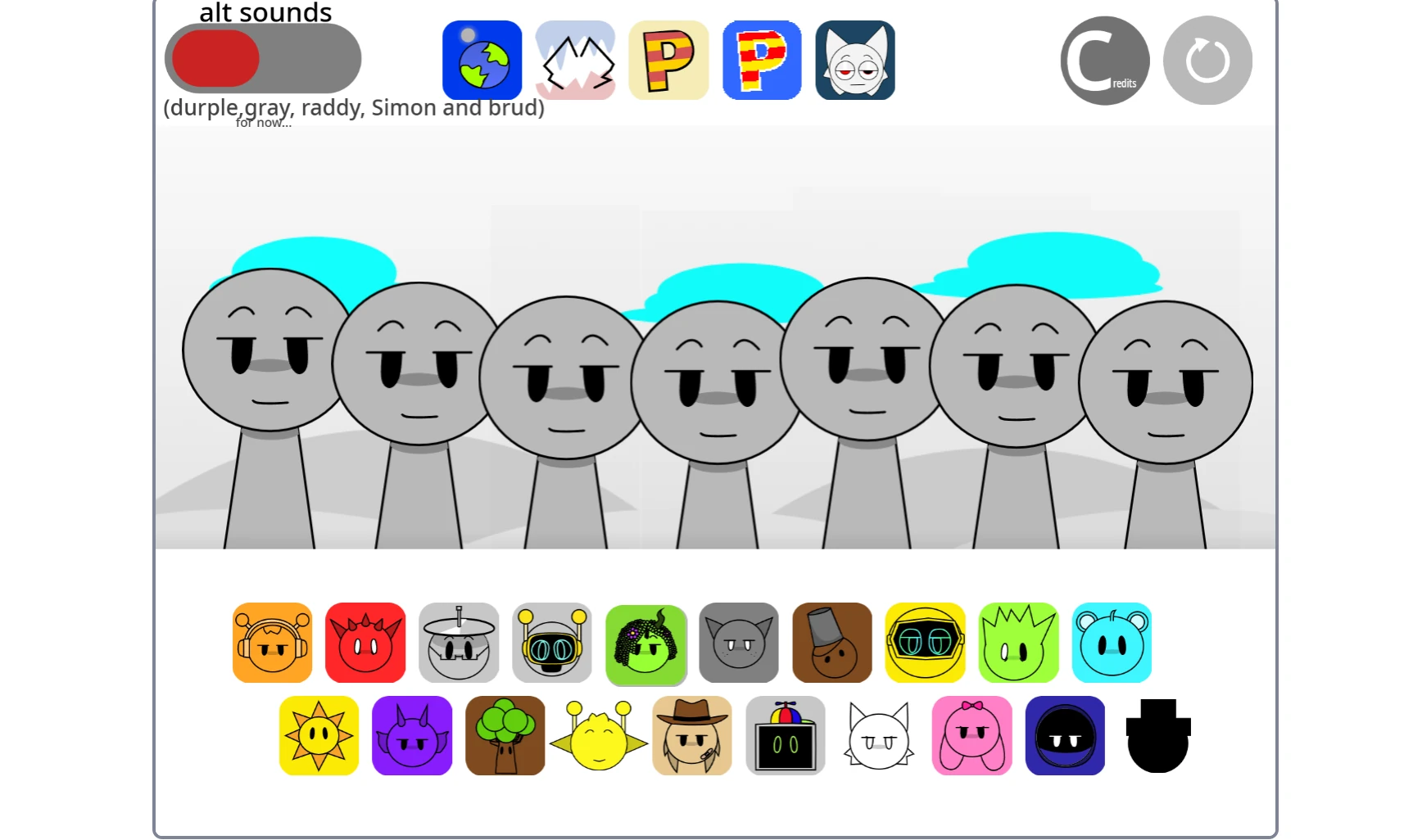 Sprunki Super Tunes Recreation Remix main interface