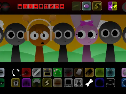 Sprunki Swap Retextured Phase 1.7 V2 music rhythm game character redesign