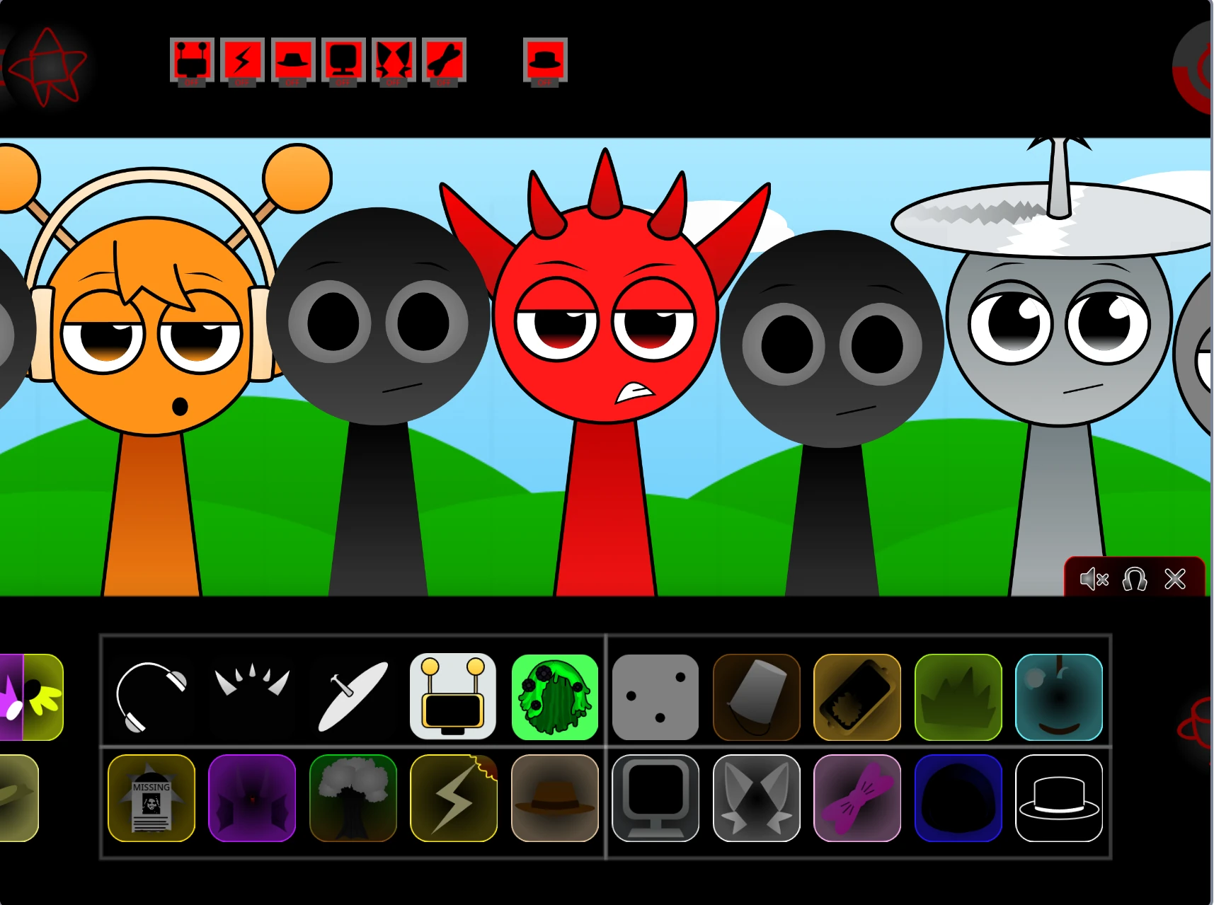 Retextured character designs in Sprunki game