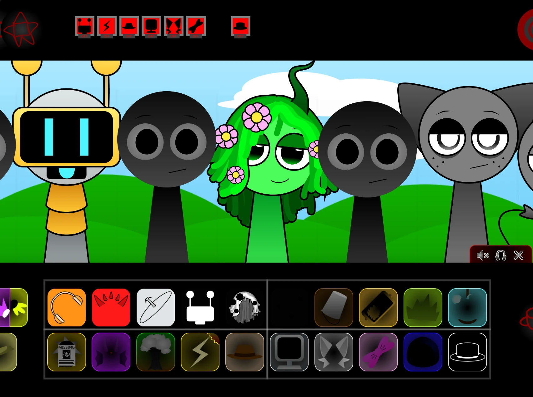 Music mixing interface in retextured Sprunki game