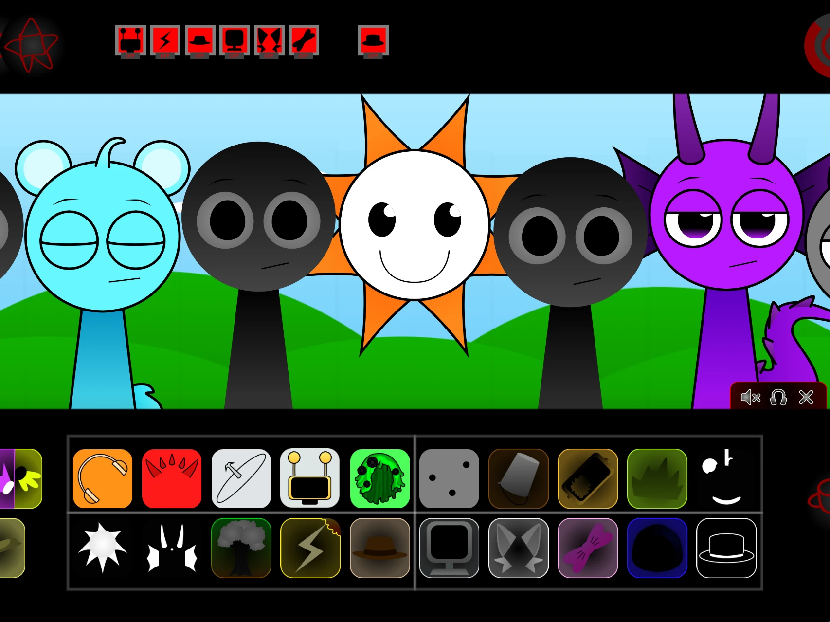 Character selection in retextured Sprunki Phase 1