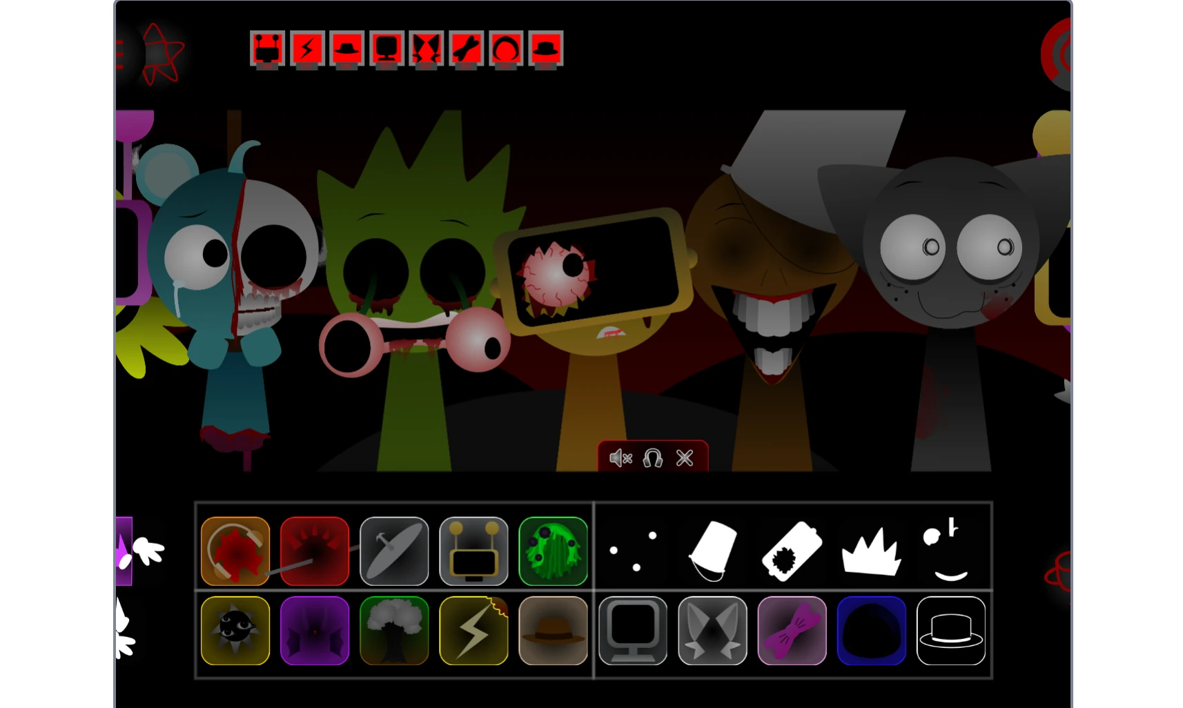 Game interface showing sound selection in Sprunki Swapped Retextured