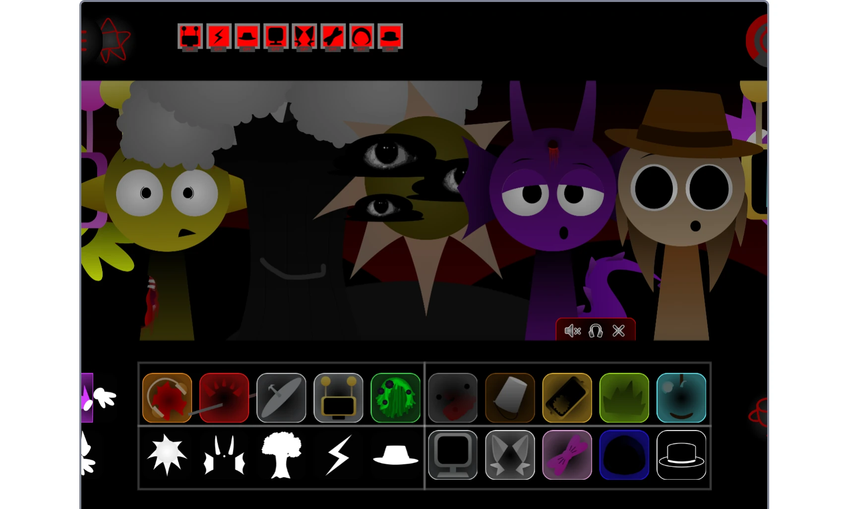 Robot character closeup in Sprunki Swapped Retextured game