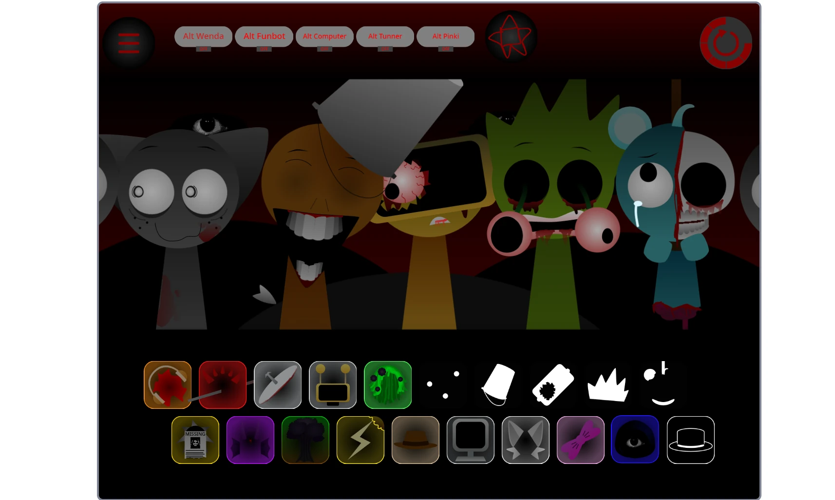 Multiple characters with sound icons in Sprunki Swapped Retextured