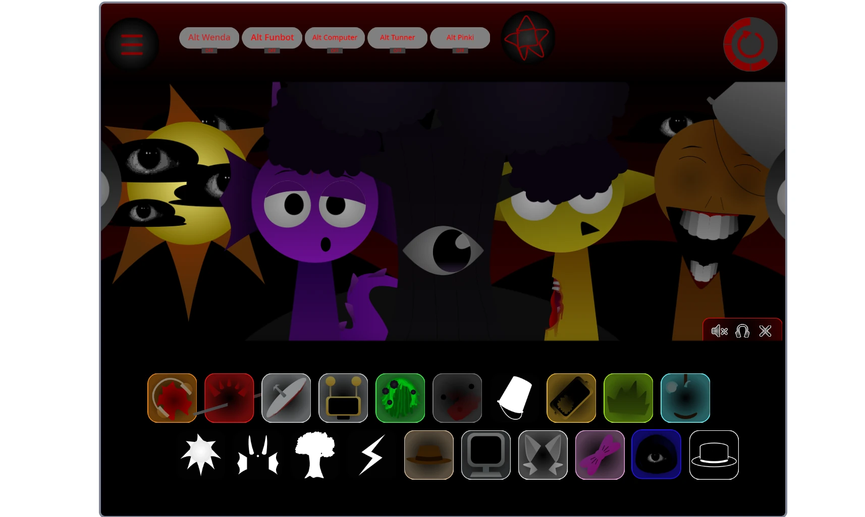 Closeup view of retextured Sprunki character designs