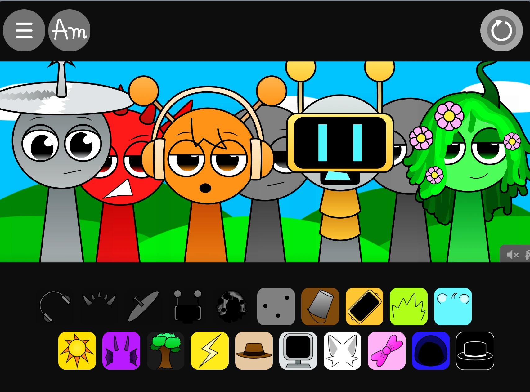 Sprunki Swapped character selection screen