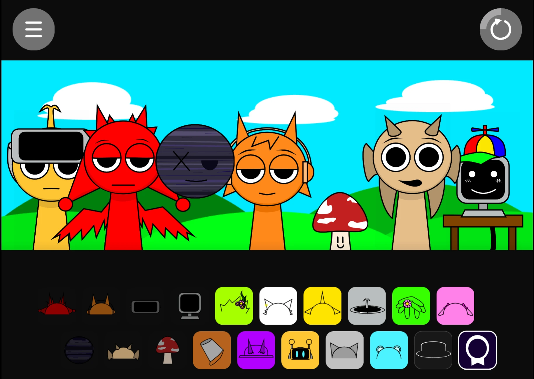 Sprunki Swapped Version gameplay showing character selection