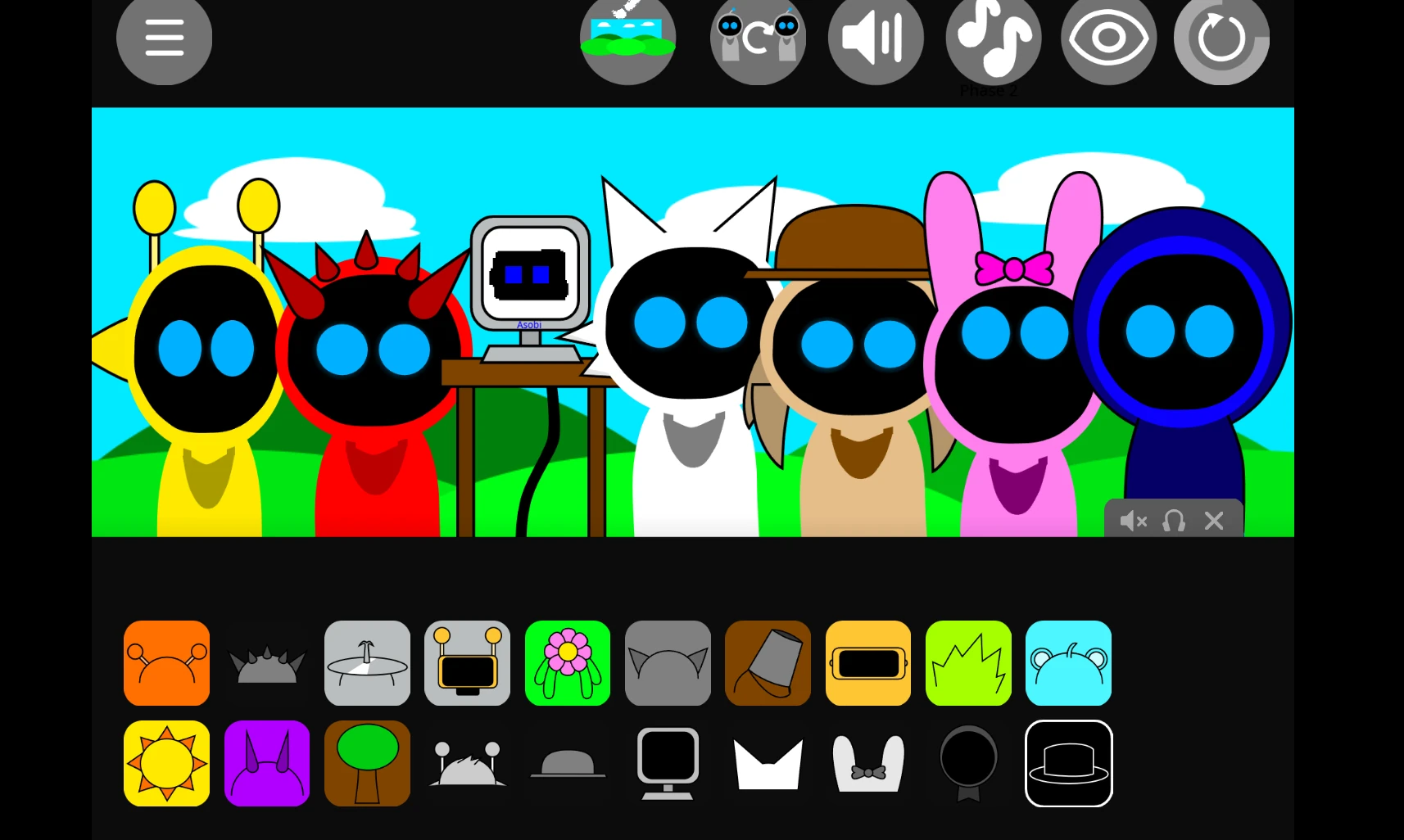 Sprunkibot close-up view of character with sound effects