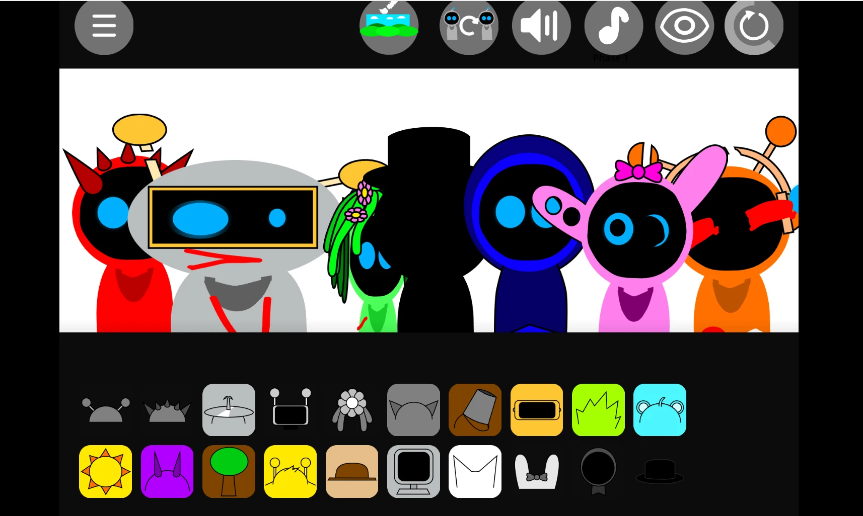 Character designs in Sprunkibot game