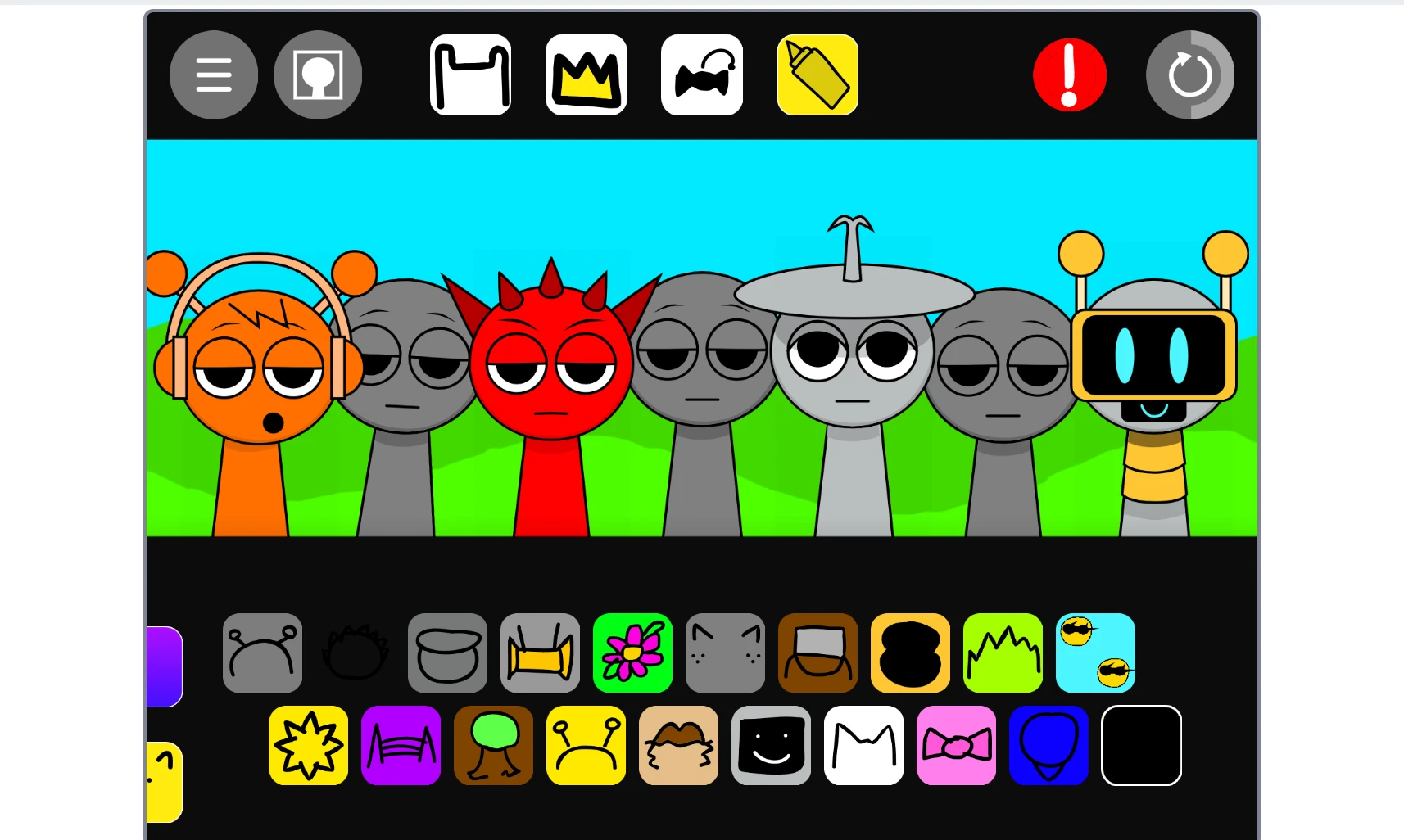 Sprunkid sound selection and character interface