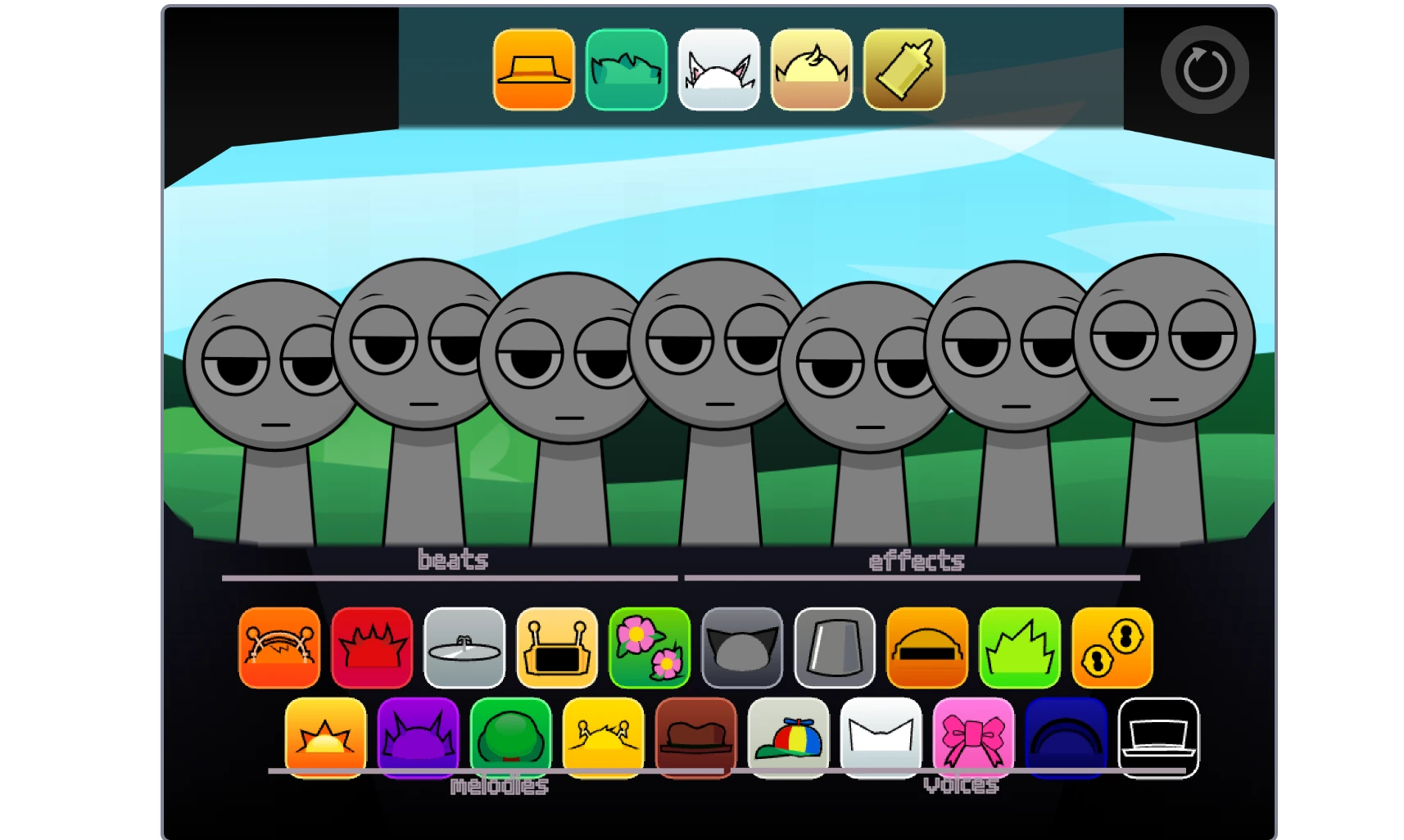 Sprunki Parodybox Big Update gameplay showing character selection