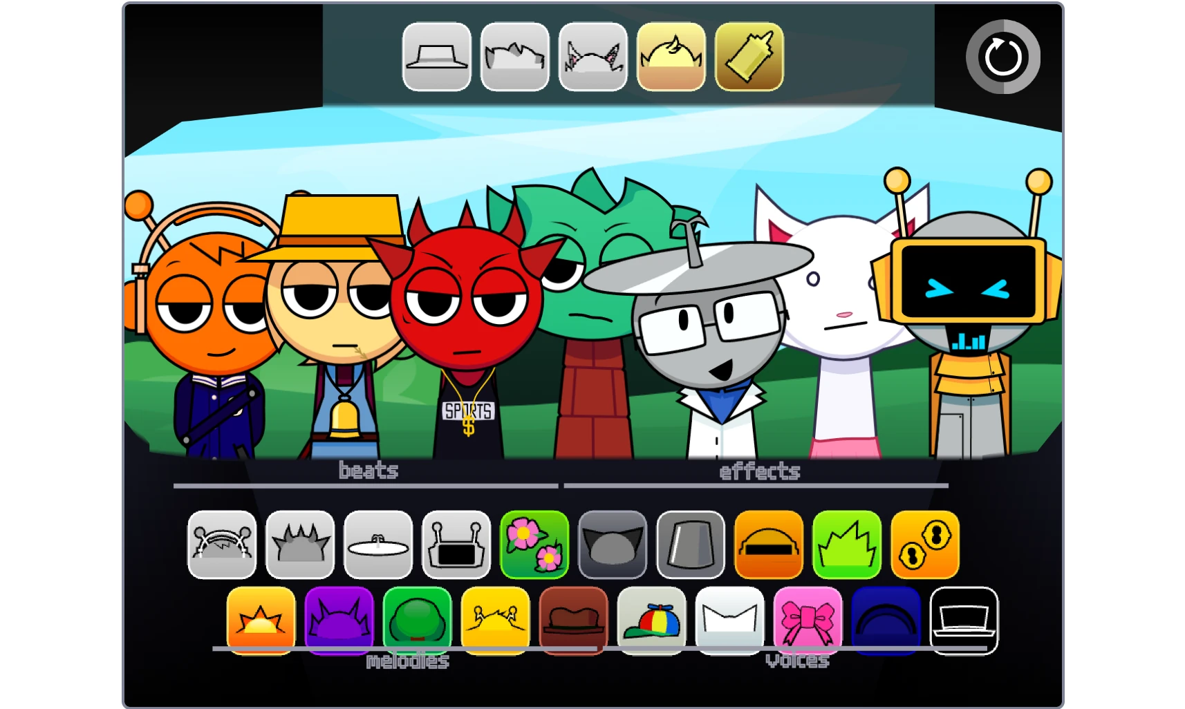 Sprunki Parodybox Big Update music creation interface