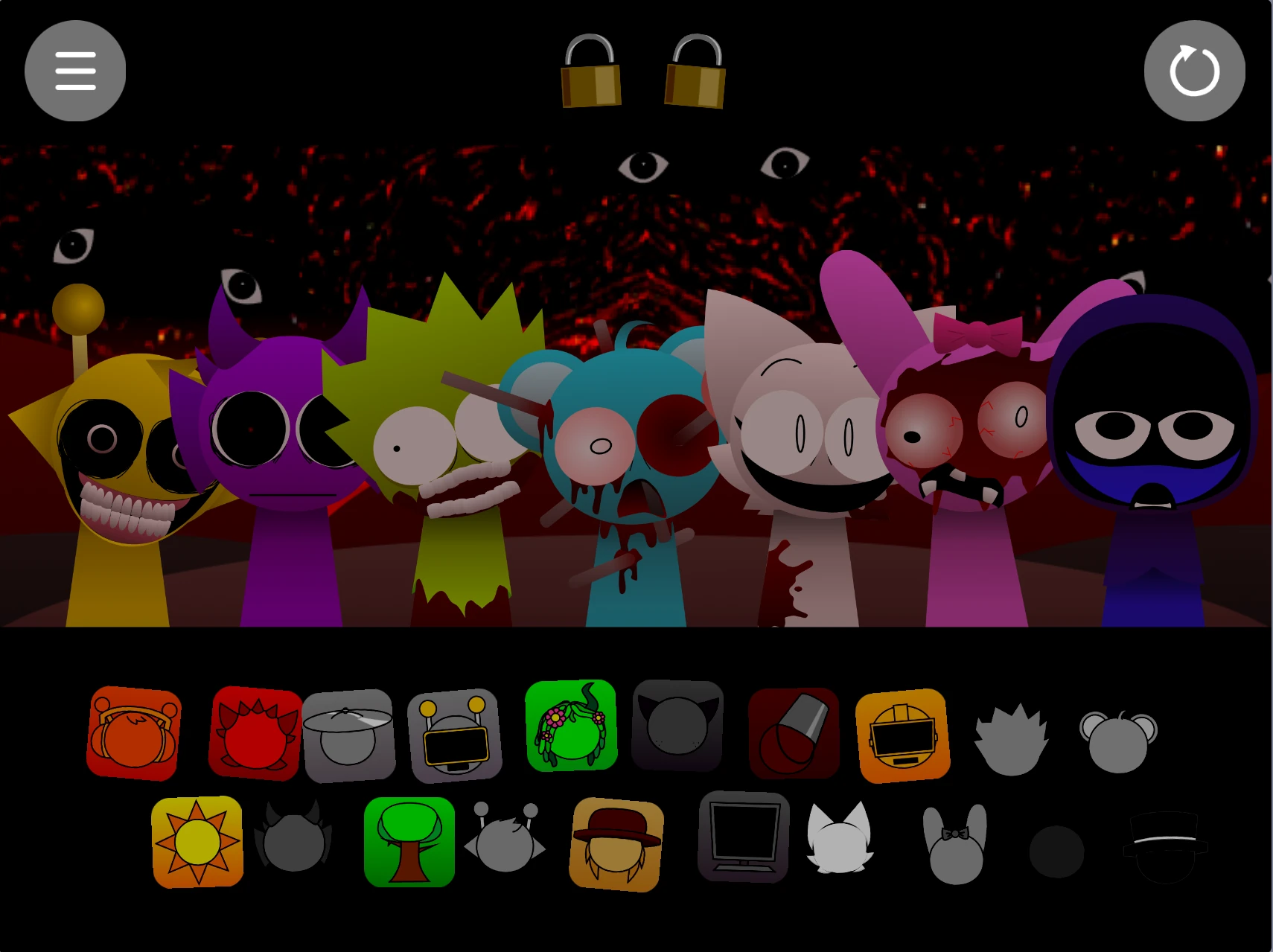 Different pyramid characters in Sprunkipyramixed game