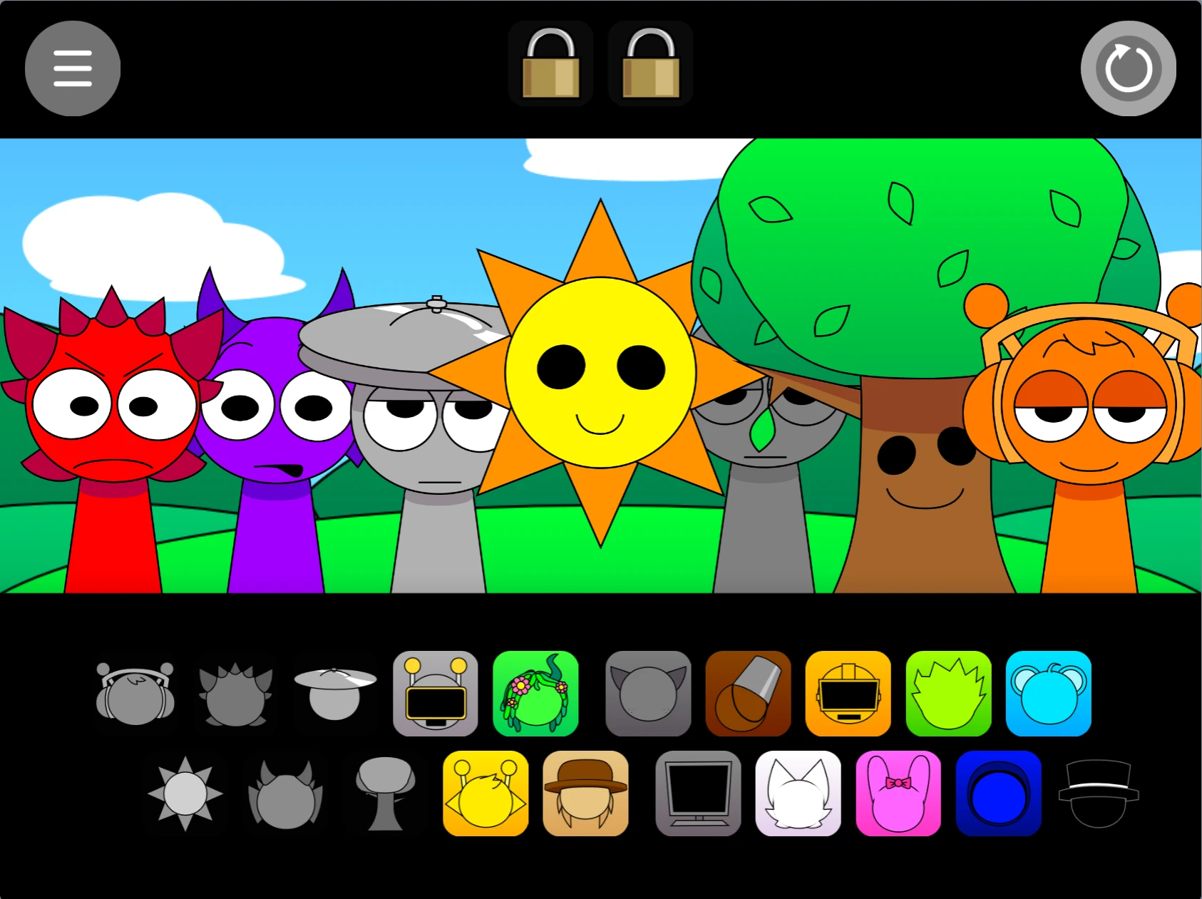 Sprunki Pyramixed Remix main game interface