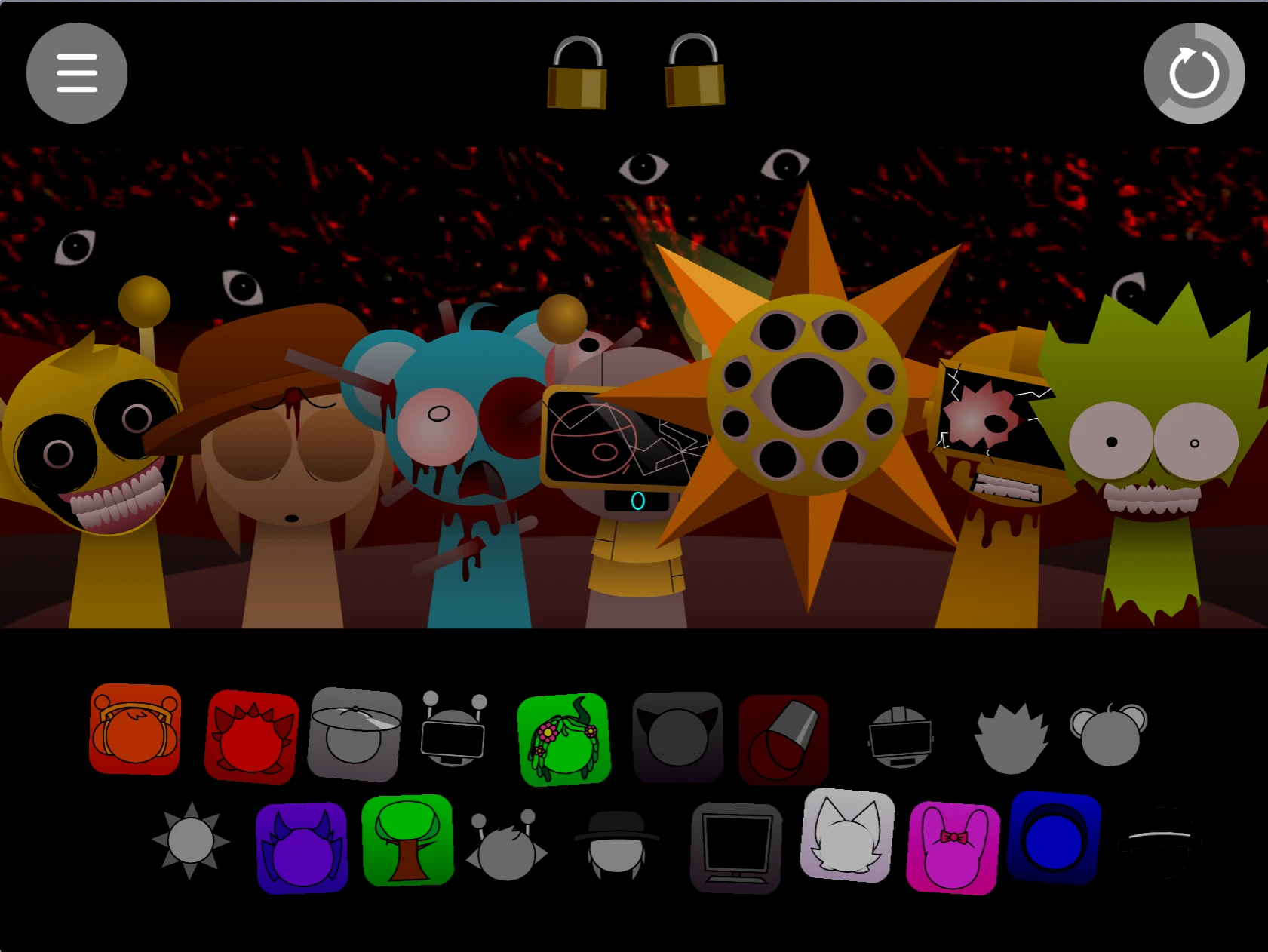 Sprunki Pyramixed Remix multiple character combinations